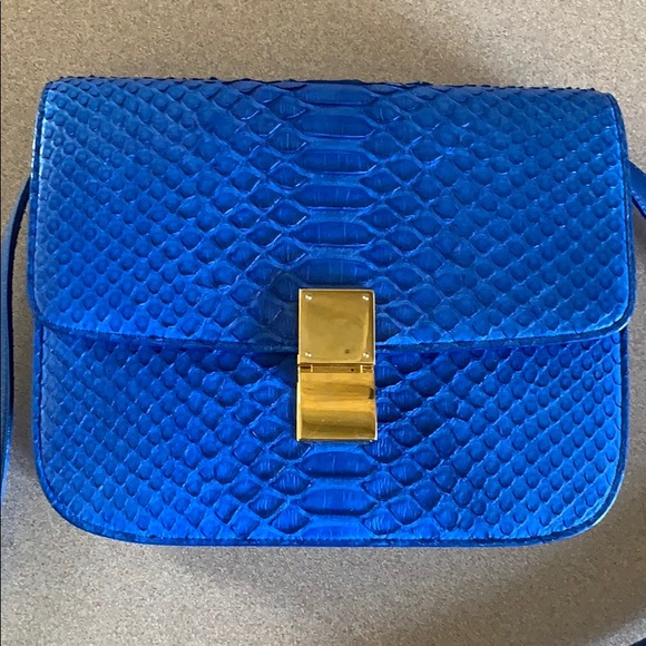 Celine blue python medium classic box bag - Picture 2 of 6